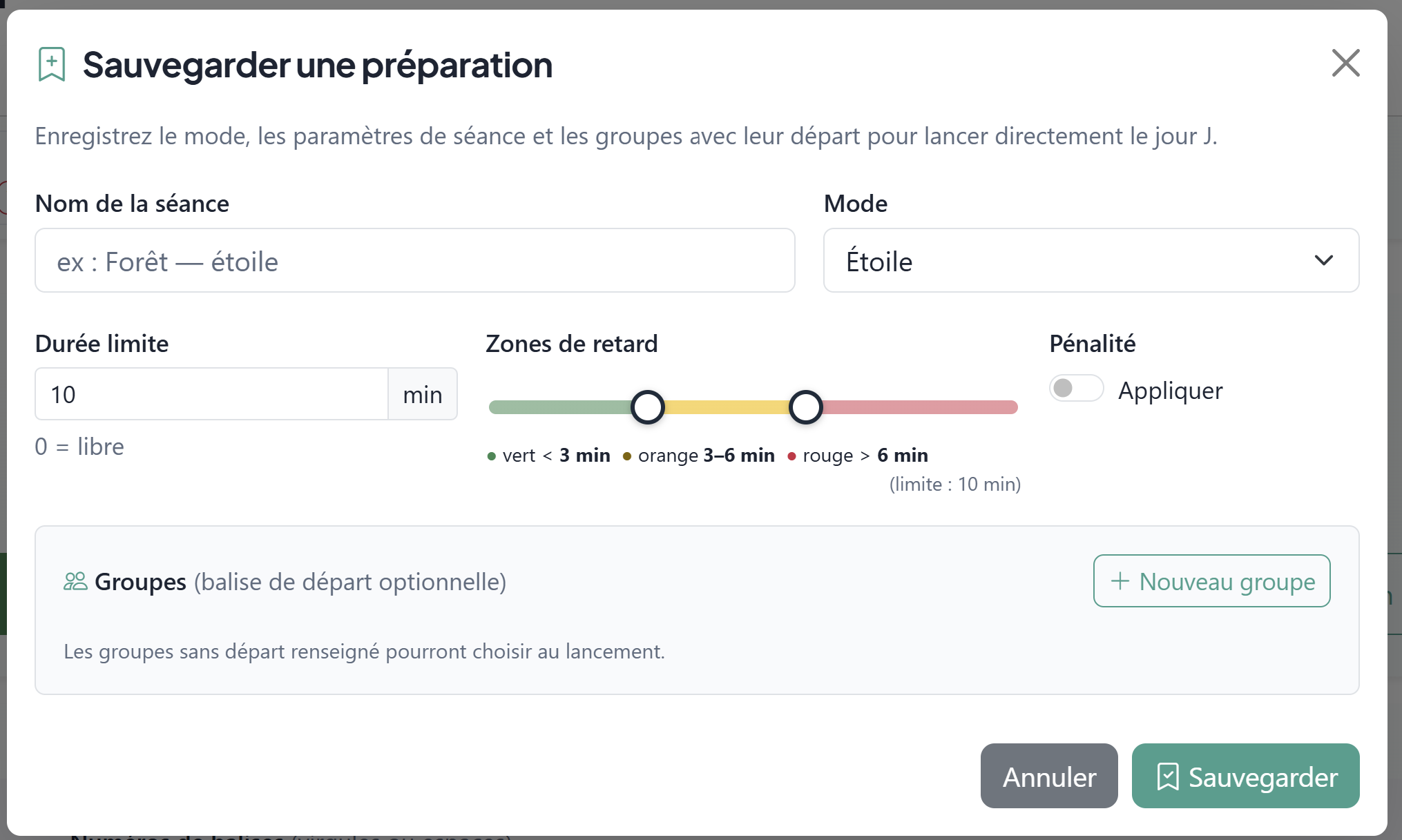 Course d'orientation : mode préparation